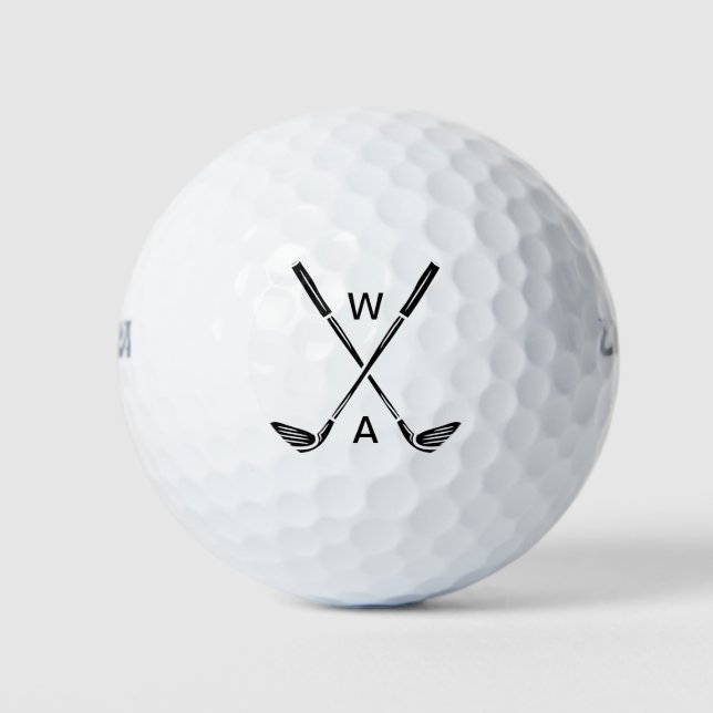 Simple Modern Monogrammed Golf Club Golf Balls (Front)