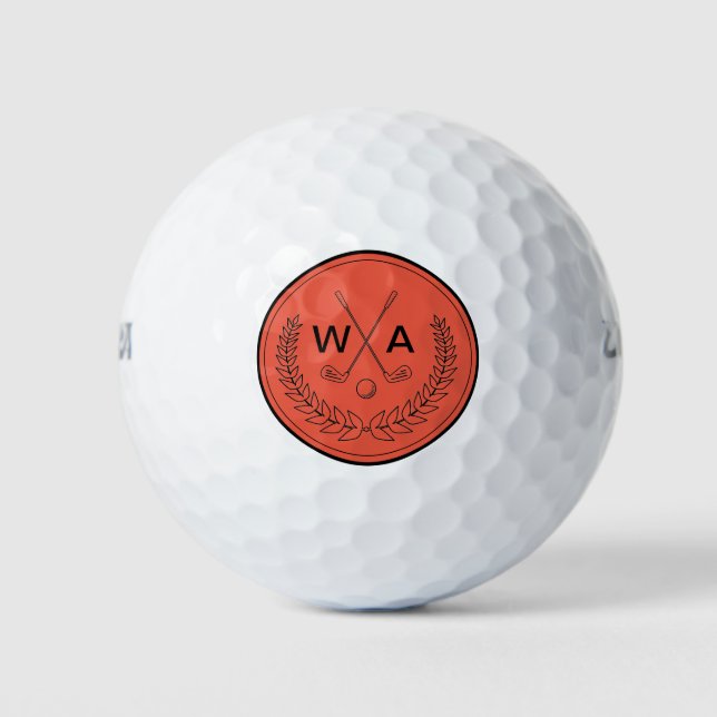 Simple Modern Monogrammed Golf Club Golf Balls (Front)