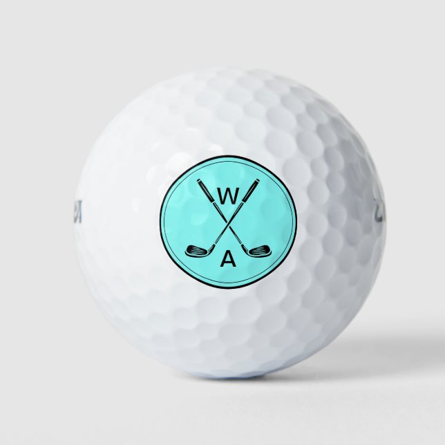 Simple Modern Monogrammed Golf Club Golf Balls (Front)