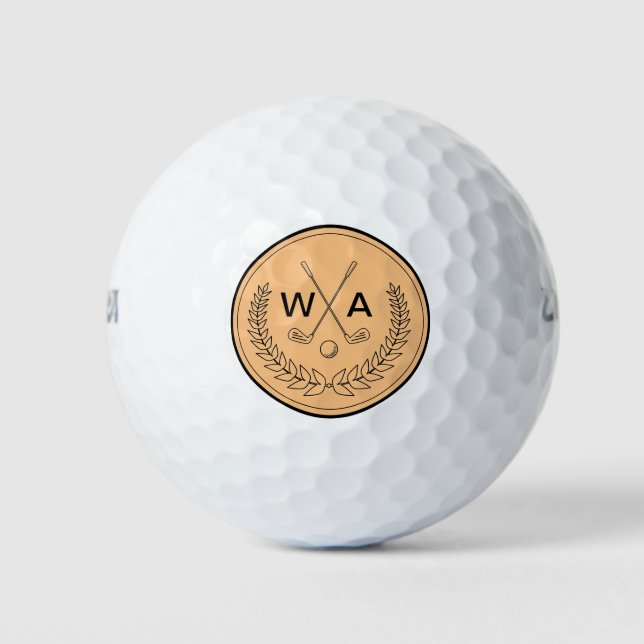 Simple Modern Monogrammed Golf Club Golf Balls (Front)
