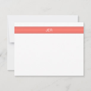 Simple Modern Monogrammed Name Initials Coral Red  Card