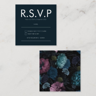 Simple Modern Moody Floral Wedding RSVP Card