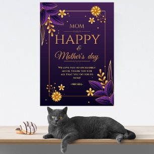 Simple Modern mothers day cards golden texe