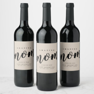 Simple Modern Mother's Day Personalised Wine Label