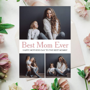 Simple Modern mothers Day photo family collage Holiday Card