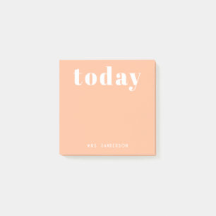 Simple Modern Motivational Personalised Peach Post-it Notes