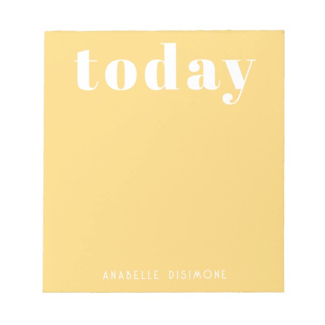 Simple Modern Motivational Personalised  Yellow Notepad (Front)