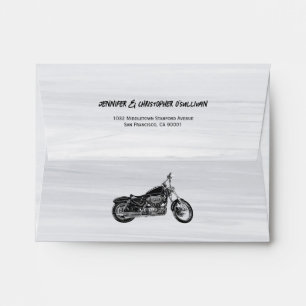 Simple Modern Motorcycle Themed Wedding Envelope
