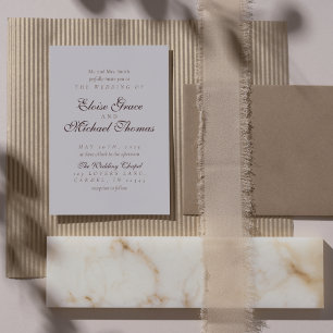 Simple Modern Mousse Brown Wedding Invitation