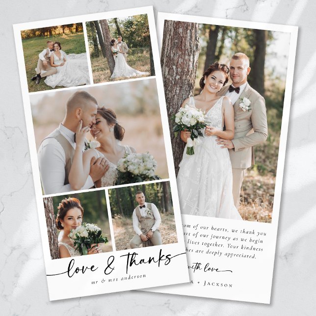 Simple Modern Multi Photo Collage Wedding Thank You Card (Creator Uploaded)