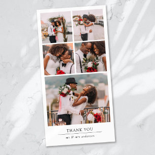 Simple Modern Multi Photo Collage Wedding Thank You Card