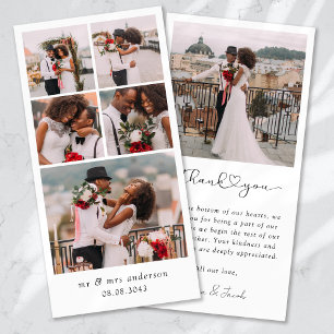 Simple Modern Multi Photo Collage Wedding Thank You Card