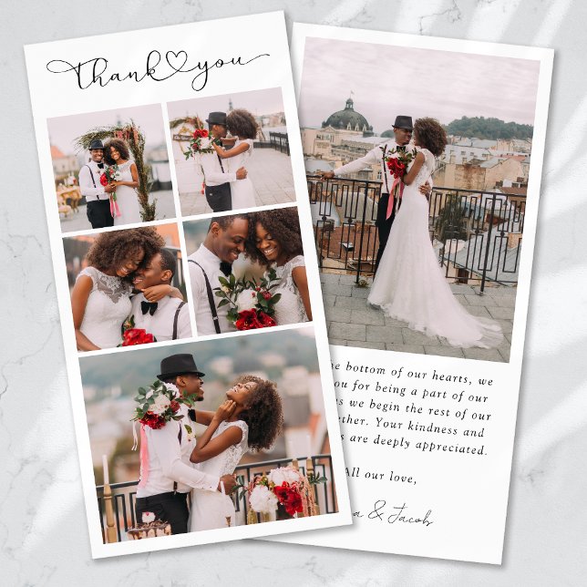 Simple Modern Multi Photo Collage Wedding Thank You Card (Creator Uploaded)