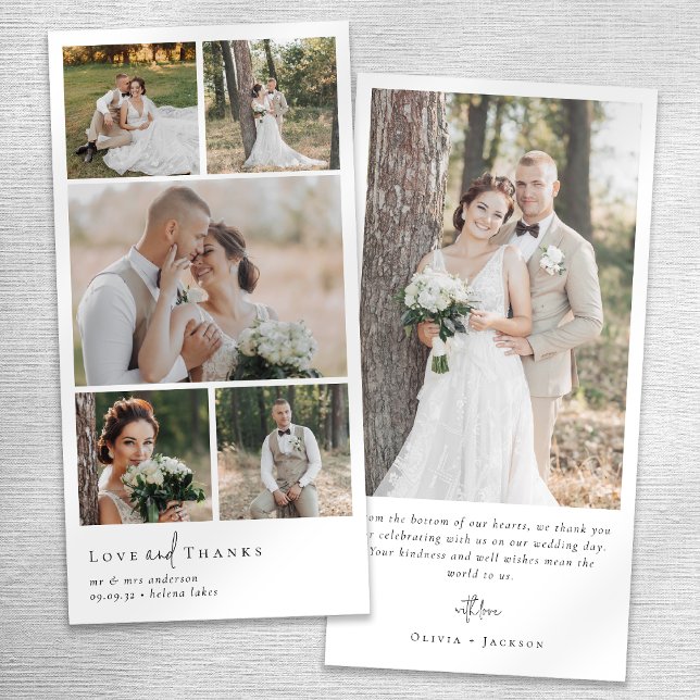 Simple Modern Multi Photo Collage Wedding Thank You Card (Creator Uploaded)