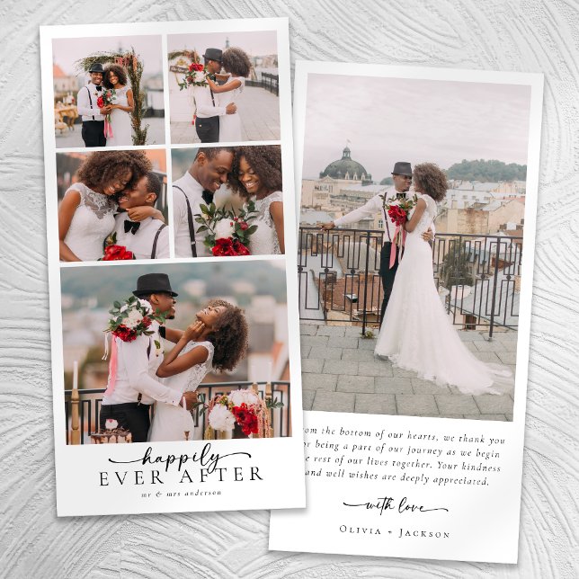 Simple Modern Multi Photo Collage Wedding Thank You Card (Creator Uploaded)