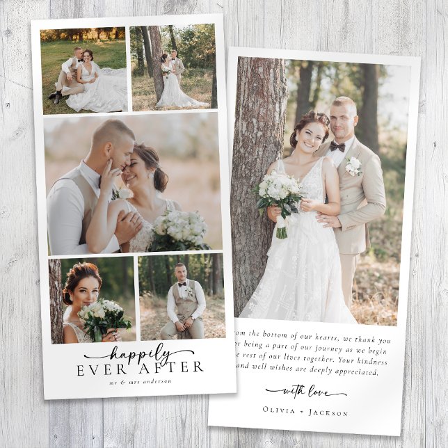 Simple Modern Multi Photo Collage Wedding Thank You Card (Creator Uploaded)