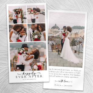 Simple Modern Multi Photo Collage Wedding Thank You Card