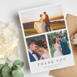 Simple Modern Multi Photo Wedding Thank You Card<br><div class="desc">Simple modern wedding thank you card with note.</div>