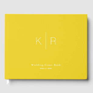 Simple Modern Mustard Monogram Wedding Guest Book