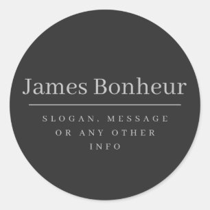 Simple Modern Name & Slogan or Contact Information Classic Round Sticker