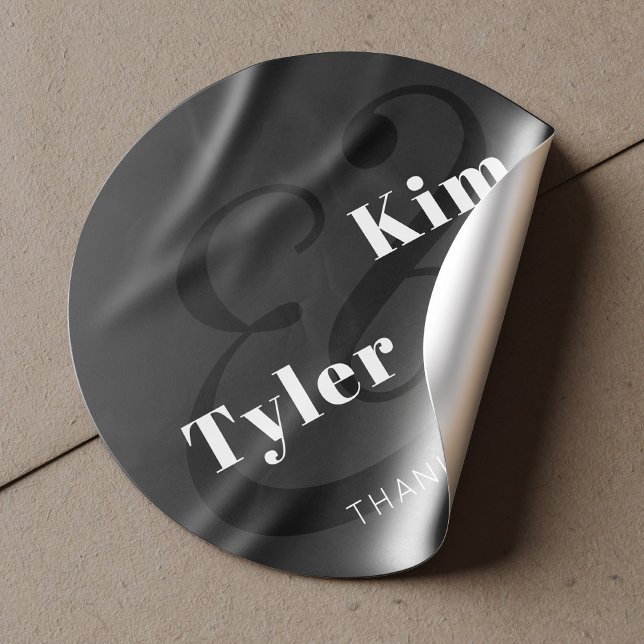 Simple modern names monogram thank you wedding classic round sticker (Creator Uploaded)