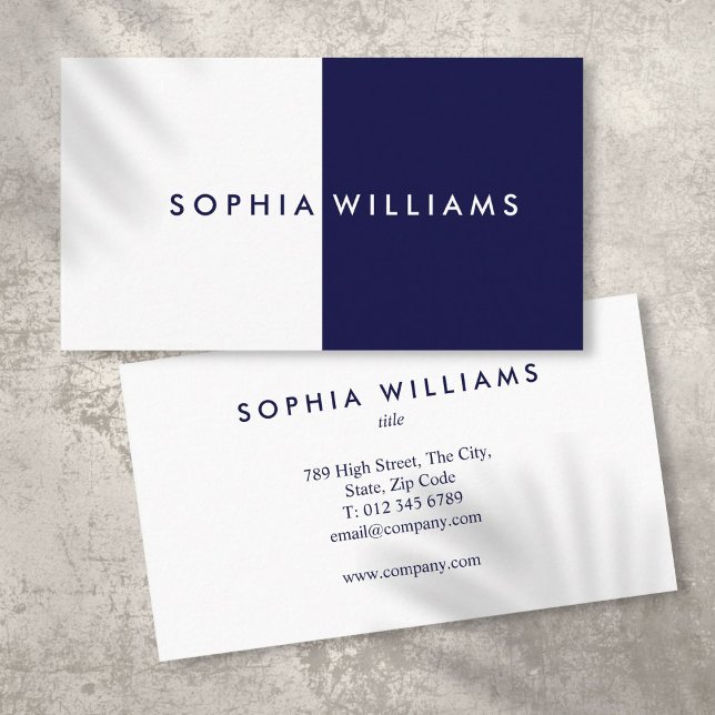 Simple Modern Navy and White Professional Business Card (Simple Modern Navy and White Professional Business Card)