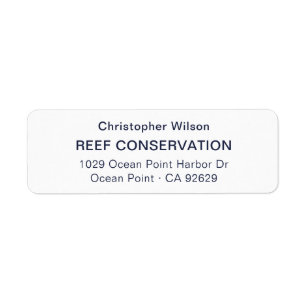 Simple Modern Navy Blue Business Return Address