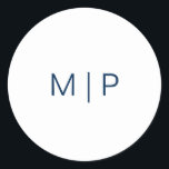 Simple Modern Navy Blue Monogram Wedding Classic Round Sticker<br><div class="desc">Simple and modern wedding sticker featuring your monogram in a navy blue sans serif font over a white background. The font and background colours may be changed to any colours you wish. A plain and minimalist design that still comes across as stylish and elegant. Use these stickers to seal your...</div>