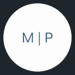 Simple Modern Navy Blue Monogram Wedding Classic Round Sticker<br><div class="desc">Simple and modern wedding sticker featuring your monogram in a navy blue sans serif font over a white background. The font and background colours may be changed to any colours you wish. A plain and minimalist design that still comes across as stylish and elegant. Use these stickers to seal your...</div>