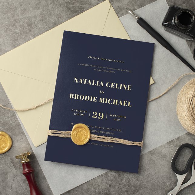 Simple Modern Navy Blue Wedding Gold  (Creator Uploaded)
