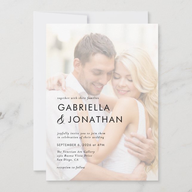 Simple Modern Navy Blue Wedding  Invitation (Front)