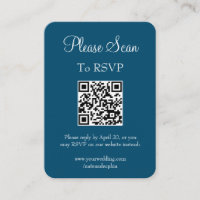 Simple Modern Navy Blue Wedding Scan QR Code