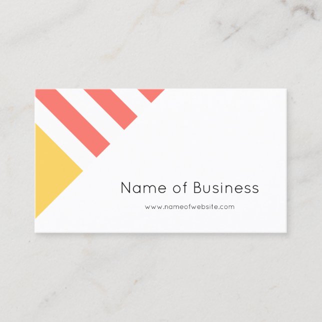 Simple Modern Navy Coral and Yellow Wide Stripes Business Card (Front)