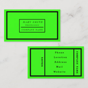Simple Modern Neon Fluorescent Green Business Card