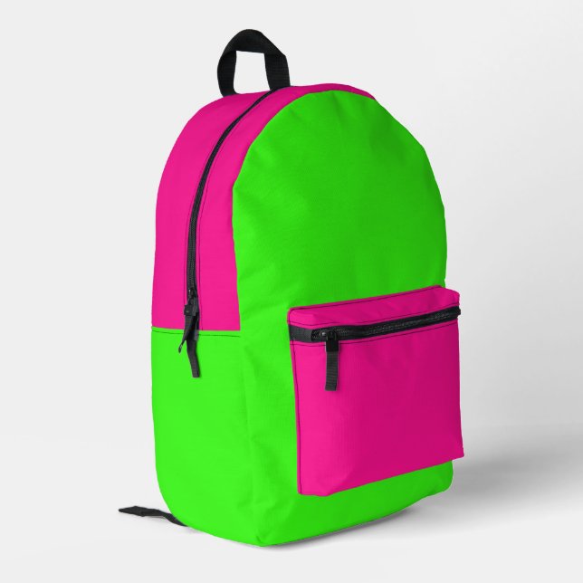 Simple Modern Neon Fluorescent Green Printed Backpack (Back Corner Left)