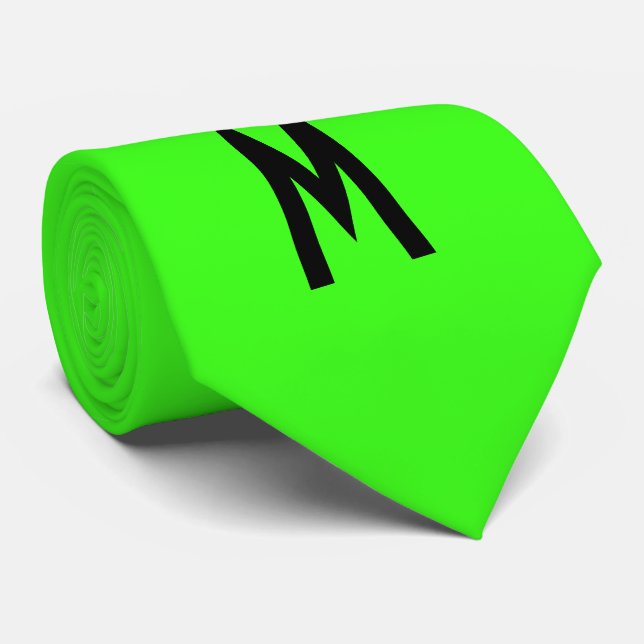 Simple Modern Neon Fluorescent Green Tie (Rolled)