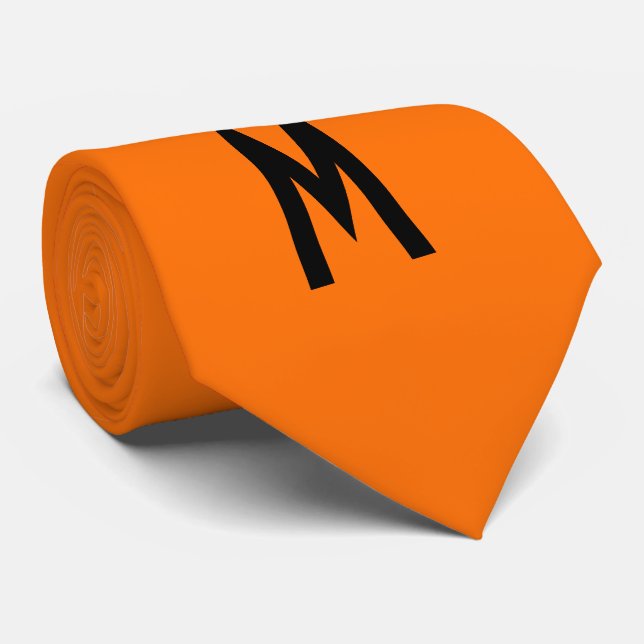 Simple Modern Neon Fluorescent Orange Tie (Rolled)