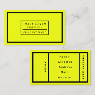 Simple Modern Neon Fluorescent Yellow Business Card