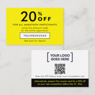 Simple Modern Neon Yellow Discount Coupon Logo QR