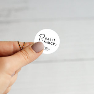 Simple Modern Neutral Baby Brunch Favour Classic Round Sticker