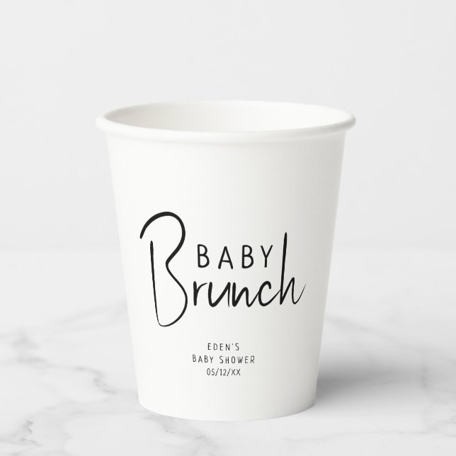 Simple Modern Neutral Baby Brunch Paper Cups (Front)