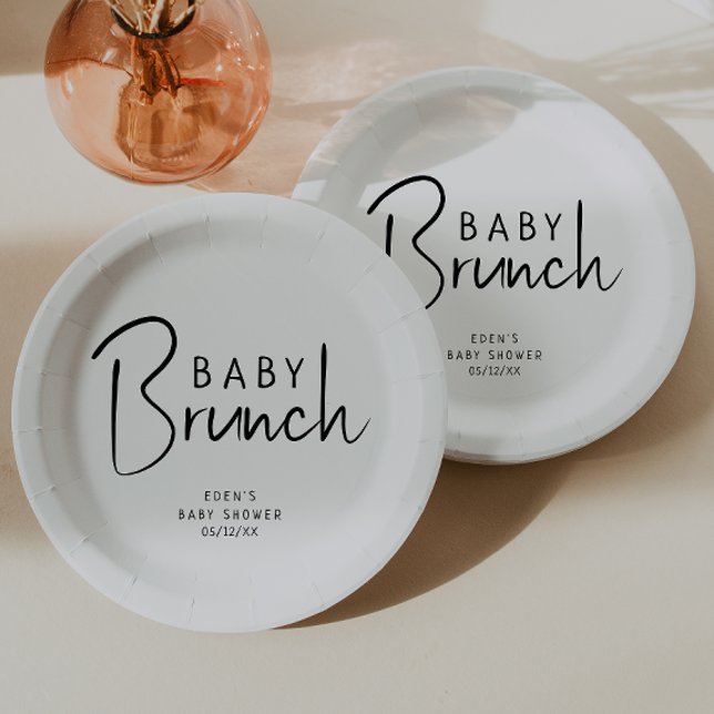 Simple Modern Neutral Baby Brunch Paper Plate (Creator Uploaded)