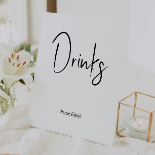 Simple Modern Neutral Baby Shower Drinks Pedestal Sign