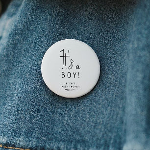 Simple Modern Neutral Baby Shower It's a Boy 6 Cm Round Badge