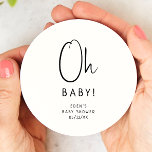 Simple Modern Neutral Baby Shower Oh Baby! Round Paper Coaster<br><div class="desc">Celebrate your little one with our simple modern neutral baby shower oh baby round paper coaster, featuring a minimalist black-and-white design that is modern and pretty. With its clean, boho-inspired aesthetic, the contemporary, gender-neutral vibe is perfect for welcoming a baby boy or girl in any season—whether it's fall, winter, spring,...</div>