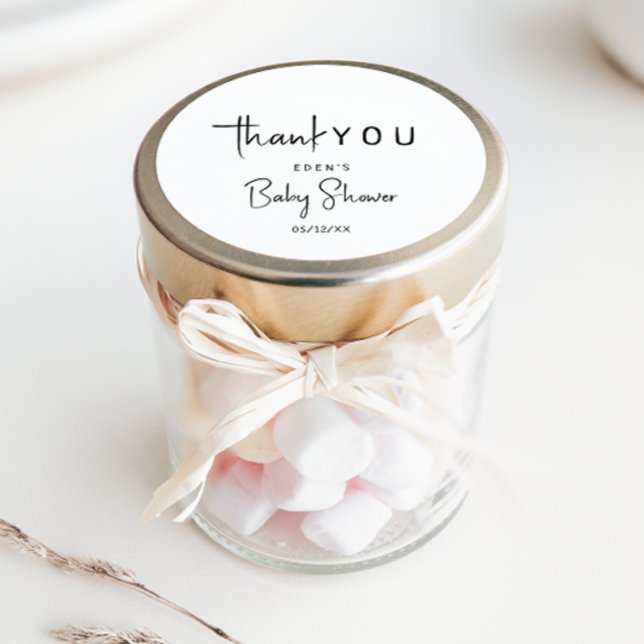 Simple Modern Neutral Baby Shower Thank You Favour Classic Round Sticker (Creator Uploaded)