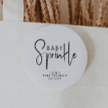 Simple Modern Neutral Baby Sprinkle 6 Cm Round Badge<br><div class="desc">Celebrate your little one with our simple modern neutral baby sprinkle button, featuring a minimalist black-and-white design that is modern and pretty. With its clean, boho-inspired aesthetic, the contemporary, gender-neutral vibe is perfect for welcoming a baby boy or girl in any season—whether it's fall, winter, spring, or beyond. This unisex...</div>
