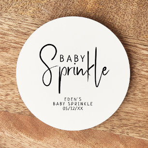 Simple Modern Neutral Baby Sprinkle Round Paper Coaster