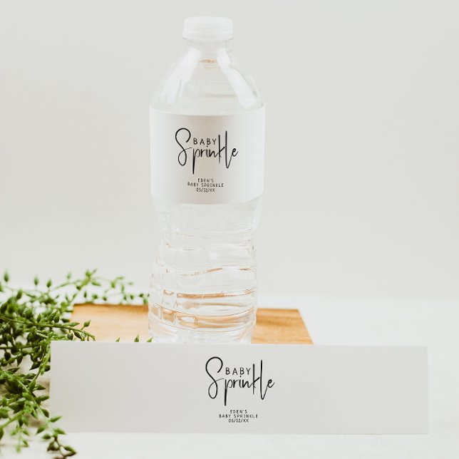 Simple Modern Neutral Baby Sprinkle Water Bottle Label (Creator Uploaded)
