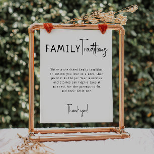 Simple Modern Neutral Family Traditions Sign